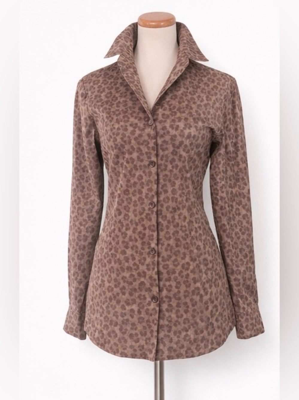[Prada] Brown Animal Print Long Sleeve Blouse | Size: IT 40 (approx. US 4)